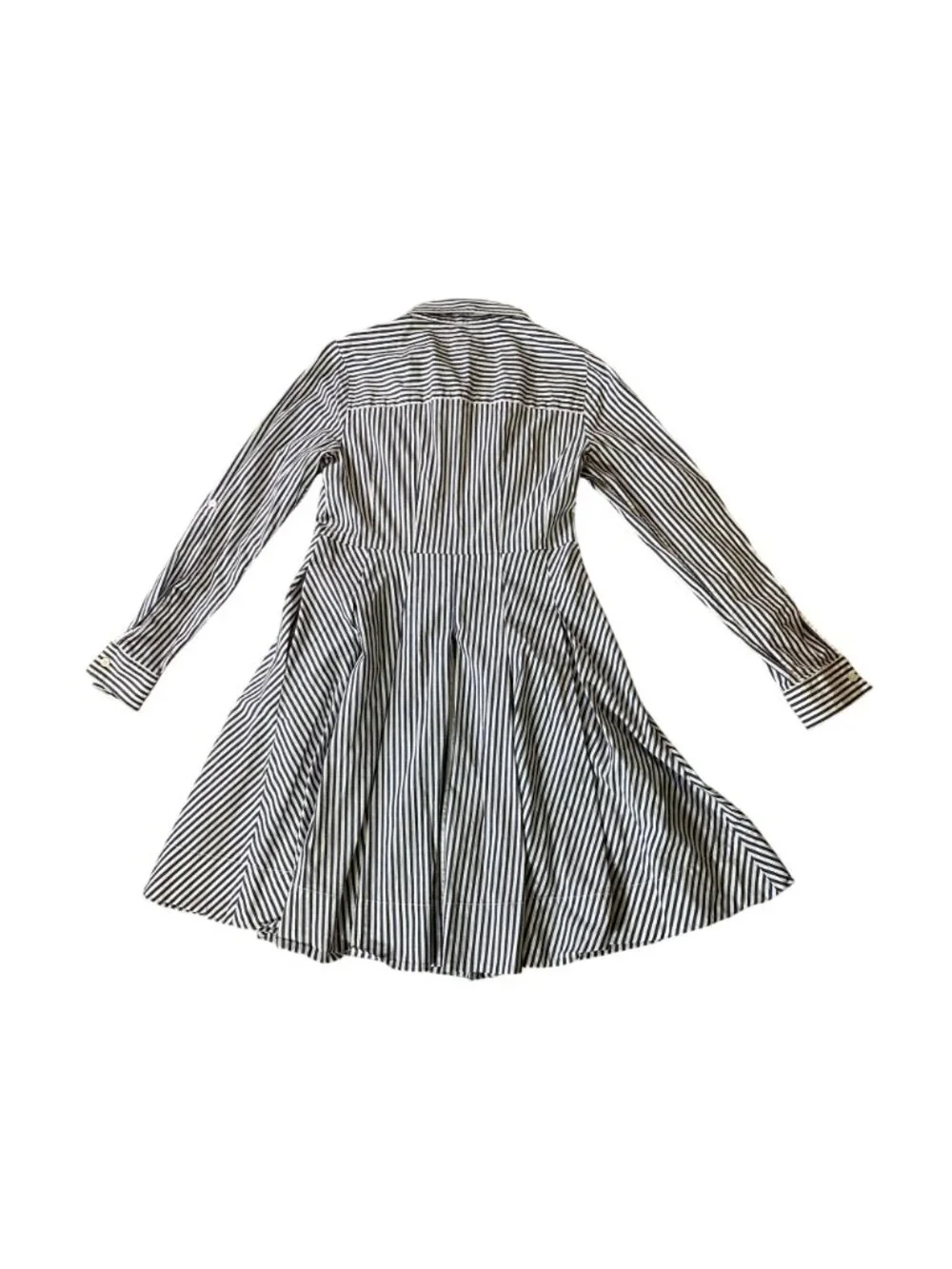 Michael Kors Striped Long Sleeve Button-Up Shirt Dress Black & White Size 8